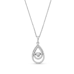 1/4 CT. T.W. Diamond Double Teardrop Frame Pendant in Sterling Silver