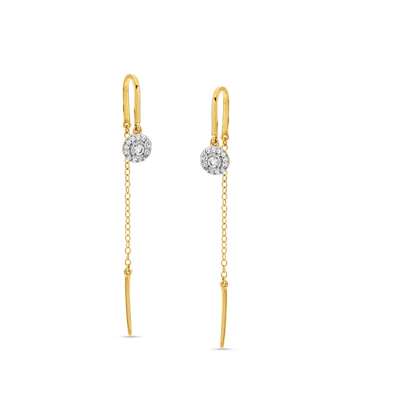 Main Image 1 of 1/6 CT. T.W. Diamond Miracle Frame Threader Earrings in Sterling Silver with 14K Gold Plate