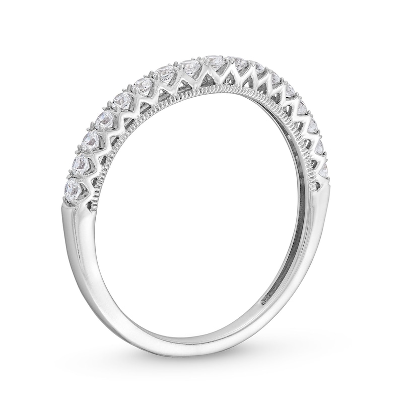 Main Image 3 of 1/3 CT. T.W. Diamond Vintage-Style Contour Anniversary Band in 14K White Gold