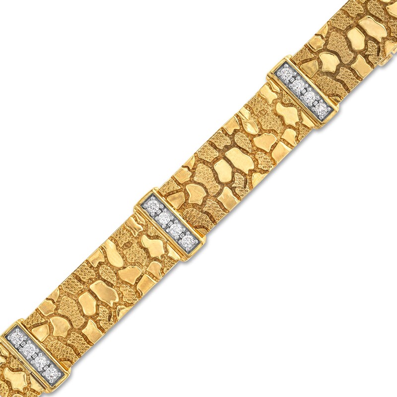 Main Image 1 of 3/4 CT. T.W. Diamond Nugget Link Alternating Bracelet in 10K Gold - 8.5"