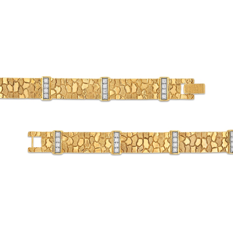 Main Image 2 of 3/4 CT. T.W. Diamond Nugget Link Alternating Bracelet in 10K Gold - 8.5"