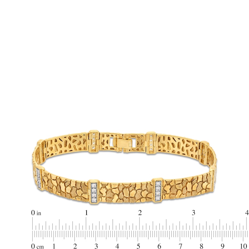 Main Image 3 of 3/4 CT. T.W. Diamond Nugget Link Alternating Bracelet in 10K Gold - 8.5"