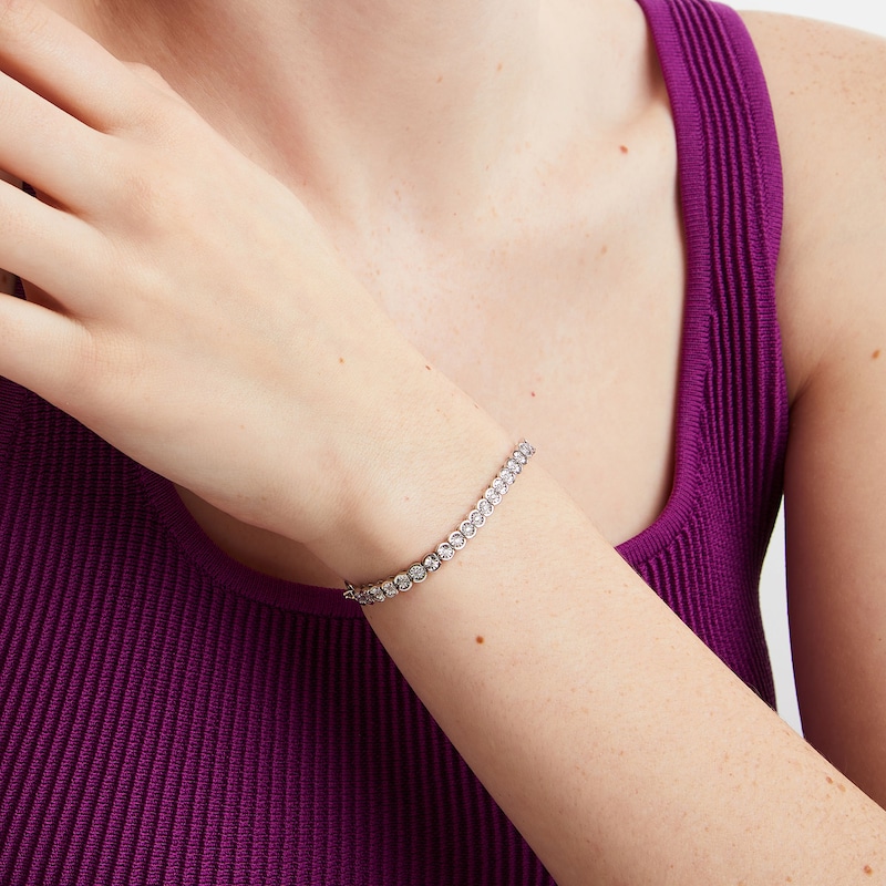 Main Image 2 of 1/4 CT. T.W. Diamond Miracle Adjustable Chain Bracelet in Sterling Silver - 9"