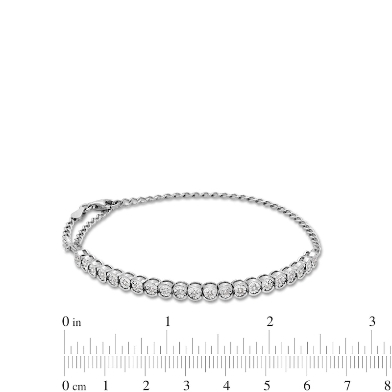 Main Image 3 of 1/4 CT. T.W. Diamond Miracle Adjustable Chain Bracelet in Sterling Silver - 9"