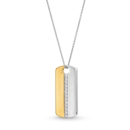 1/3 CT. T.W. Diamond Center Rectangle Pendant in 10K Two-Tone Gold - 24"