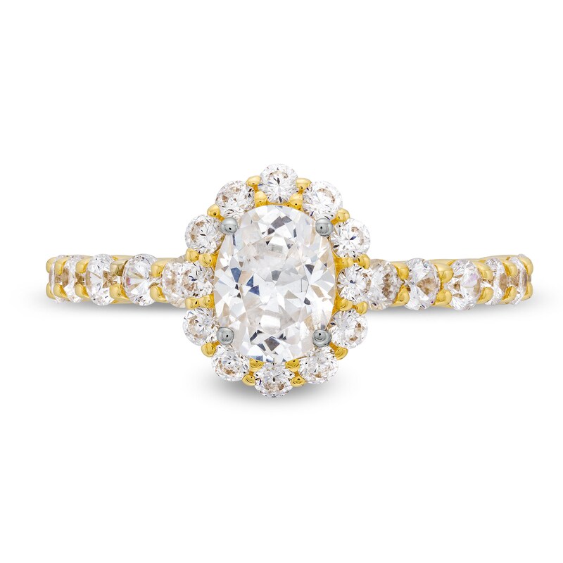Main Image 4 of 1-1/2 CT. T.W. Oval Certified Diamond Frame Engagement Ring in 14K Gold (I/SI2)