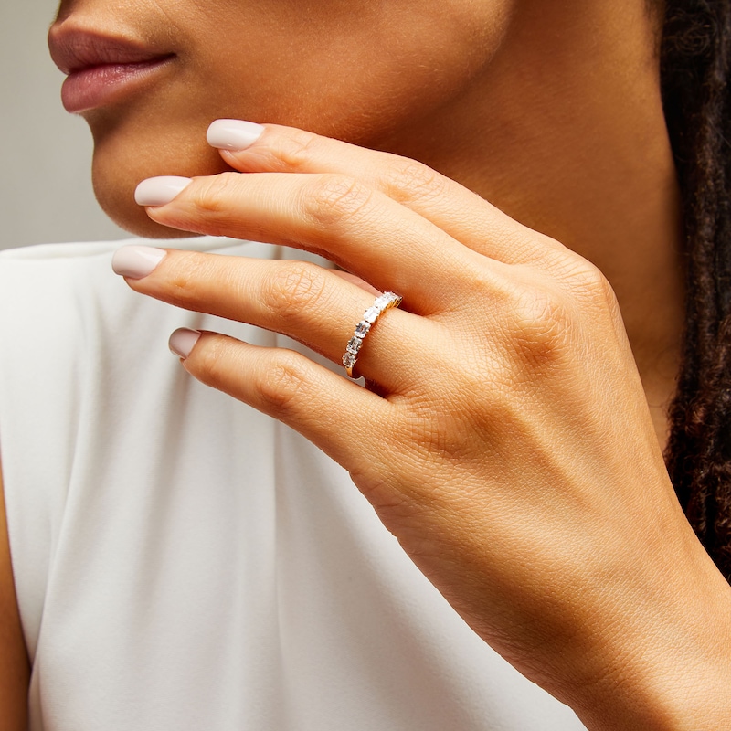 Main Image 2 of 1 CT. T.W. Certified Emerald-Cut Diamond Seven Stone Anniversary Band in 14K Gold (I/SI2)