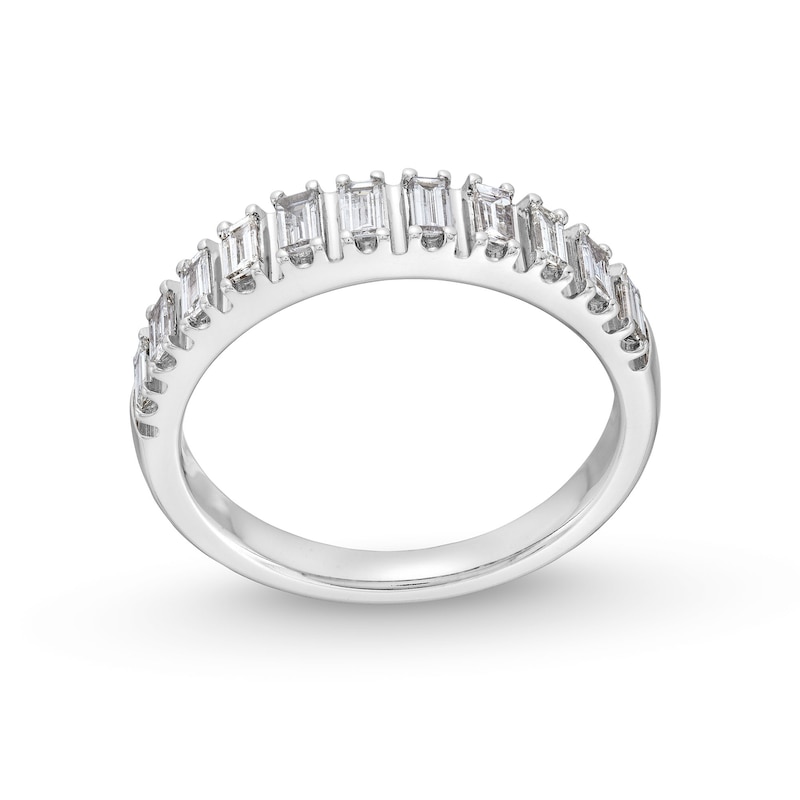 Main Image 1 of 1/2 CT. T.W. Baguette-Cut Diamond Eleven Stone Anniversary Band in 14K White Gold