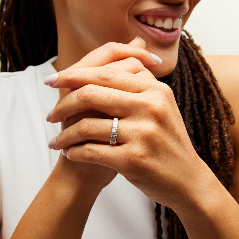 Main Image 2 of 1/2 CT. T.W. Baguette-Cut Diamond Eleven Stone Anniversary Band in 14K White Gold