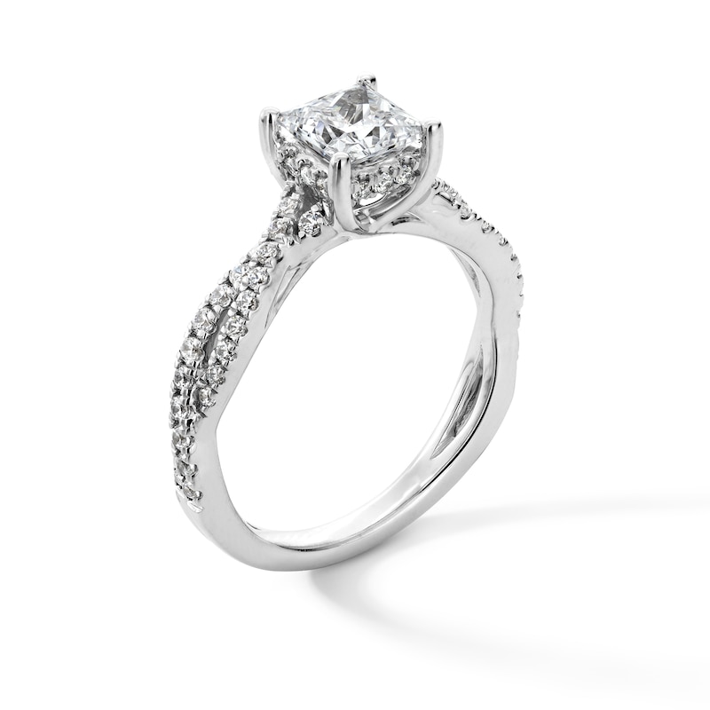 Main Image 3 of 1-3/8 CT. T.W. Certified Princess-Cut Lab-Grown Diamond Twist Shank Engagement Ring in 14K White Gold (I/SI2)