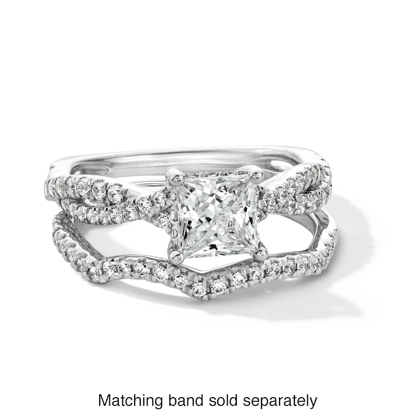 Main Image 4 of 1-3/8 CT. T.W. Certified Princess-Cut Lab-Grown Diamond Twist Shank Engagement Ring in 14K White Gold (I/SI2)