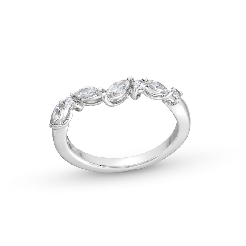 Main Image 1 of 3/8 CT. T.W. Marquise-Cut and Round Diamond Alternating Contour Anniversary Band in 14K White Gold