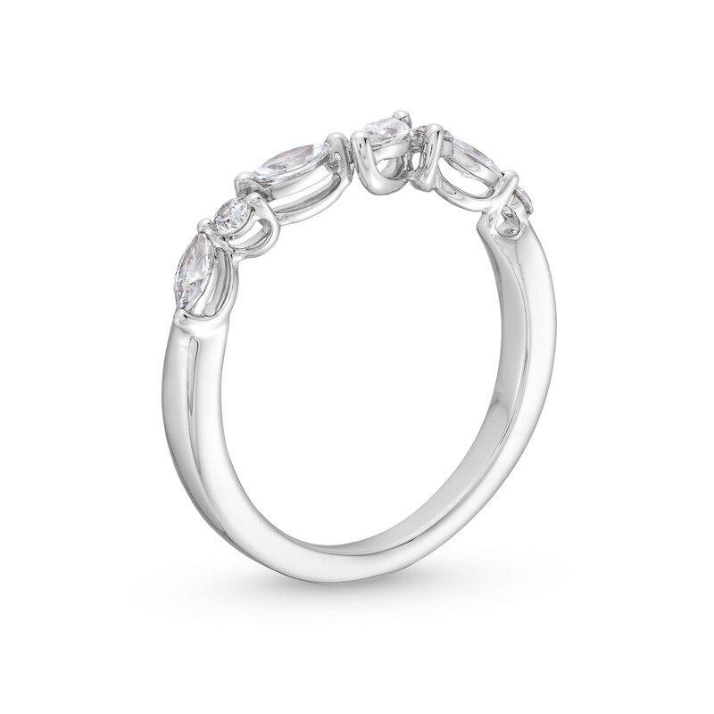 Main Image 3 of 3/8 CT. T.W. Marquise-Cut and Round Diamond Alternating Contour Anniversary Band in 14K White Gold
