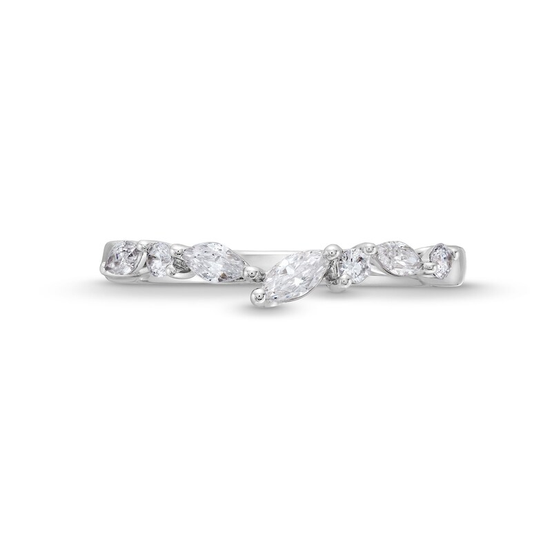 Main Image 4 of 3/8 CT. T.W. Marquise-Cut and Round Diamond Alternating Contour Anniversary Band in 14K White Gold