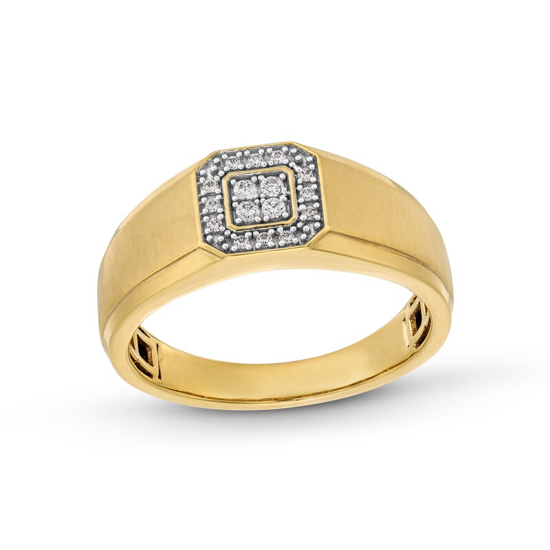 Main Image 1 of 1/8 CT. T.W. Square-Shaped Multi-Diamond Frame Anniversary Band in 10K Gold