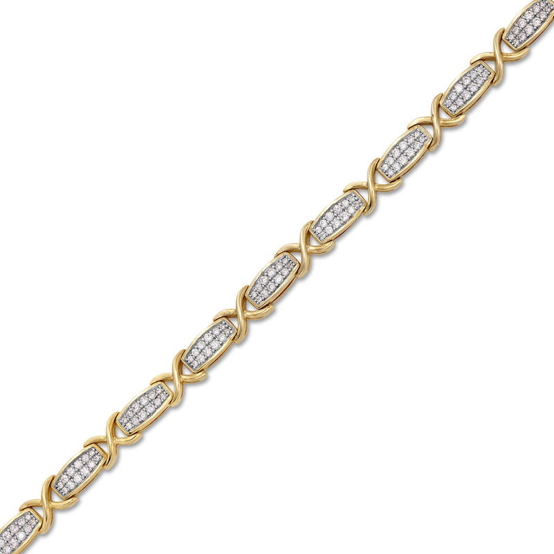 Main Image 1 of 1 CT. T.W. Diamond "XO" Link Bracelet in 10K Gold