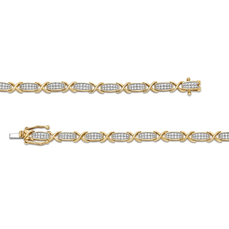 Main Image 3 of 1 CT. T.W. Diamond "XO" Link Bracelet in 10K Gold