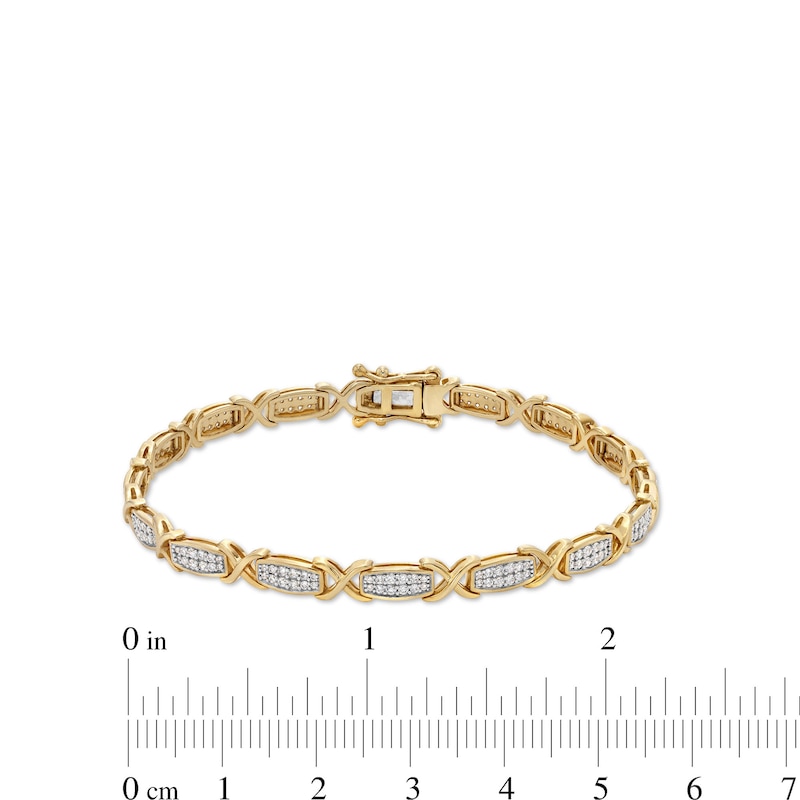 Main Image 4 of 1 CT. T.W. Diamond "XO" Link Bracelet in 10K Gold