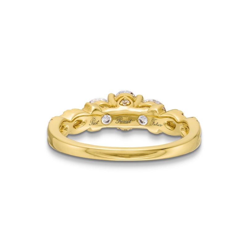 1-1/4 CT. T.W. Oval and Round Diamond Past Present Future® Twist Shank Engagement Ring in 14K Gold