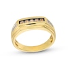 Thumbnail Image 1 of 1/4 CT. T.W. Champagne and White Diamond Stepped Edge Anniversary Band in 10K Gold