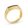 Thumbnail Image 3 of 1/4 CT. T.W. Champagne and White Diamond Stepped Edge Anniversary Band in 10K Gold