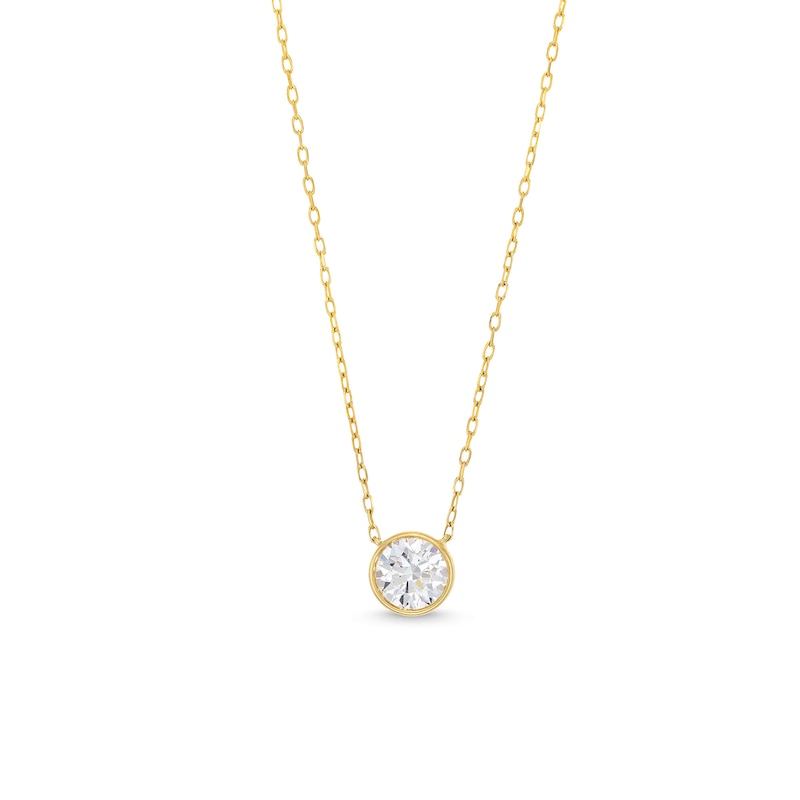 1 CT. Certified Lab-Created Diamond Bezel-Set Solitaire Pendant in 14K Gold (F/SI2)