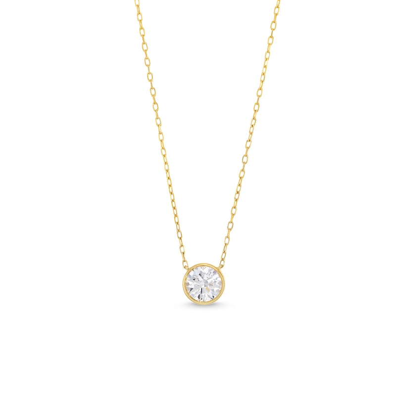 Main Image 1 of 1 CT. Certified Lab-Grown Diamond Bezel-Set Solitaire Pendant in 14K Gold (F/SI2)