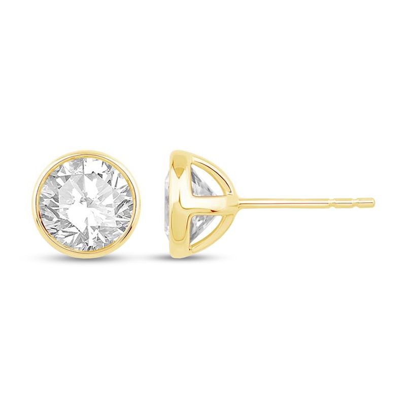 Main Image 1 of 2 CT. T.W. Certified Lab-Grown Diamond Bezel-Set Solitaire Stud Earrings in 14K Gold (F/SI2)