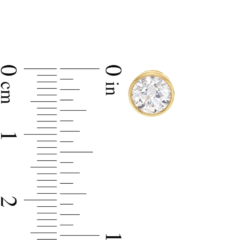 Main Image 3 of 2 CT. T.W. Certified Lab-Grown Diamond Bezel-Set Solitaire Stud Earrings in 14K Gold (F/SI2)