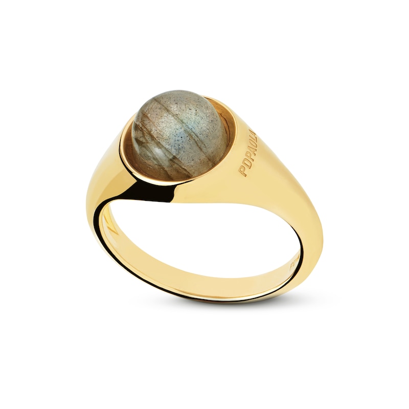 Main Image 1 of PDPAOLA™ at Zales ICONS 8.0mm Blue Labradorite Solitaire Ring in Sterling Silver with 18K Gold Plate