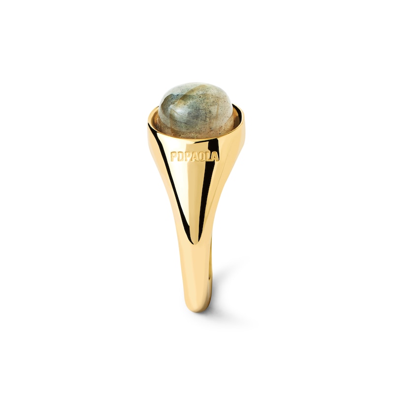 Main Image 6 of PDPAOLA™ at Zales ICONS 8.0mm Blue Labradorite Solitaire Ring in Sterling Silver with 18K Gold Plate