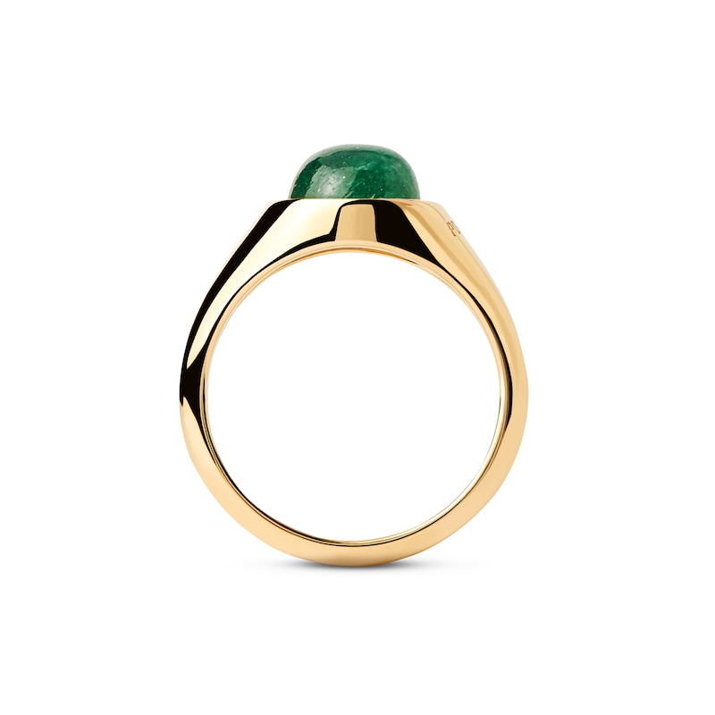 Main Image 3 of PDPAOLA™ at Zales ICONS 8.0mm Green Aventurine Solitaire Ring in Sterling Silver with 18K Gold Plate