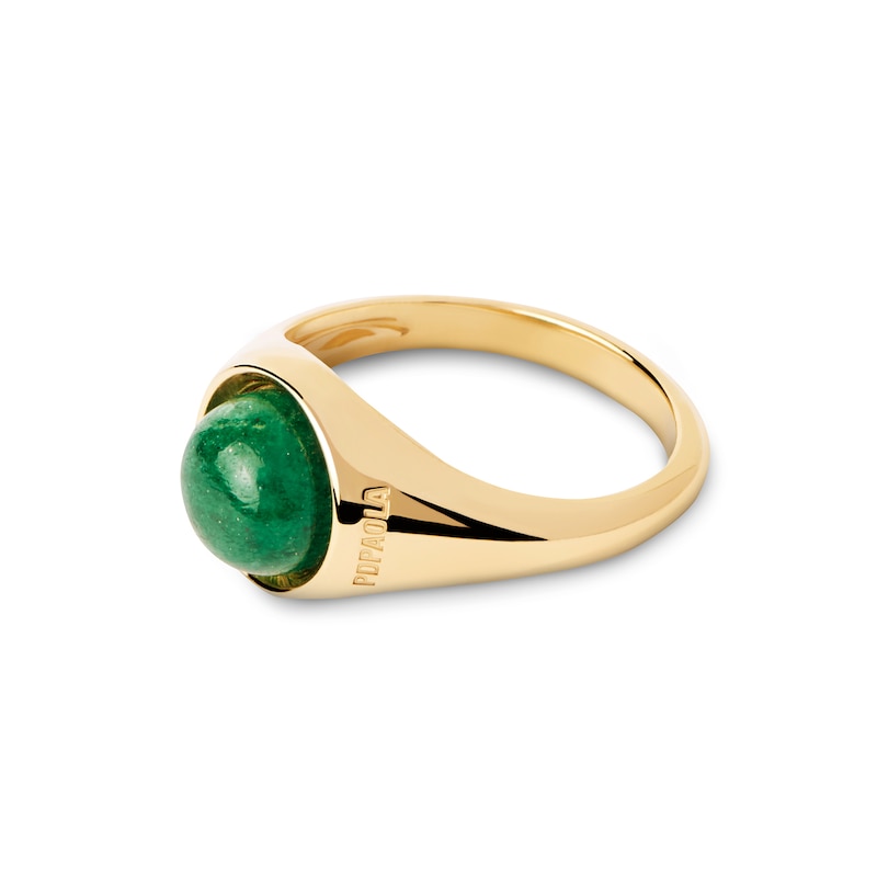 Main Image 4 of PDPAOLA™ at Zales ICONS 8.0mm Green Aventurine Solitaire Ring in Sterling Silver with 18K Gold Plate