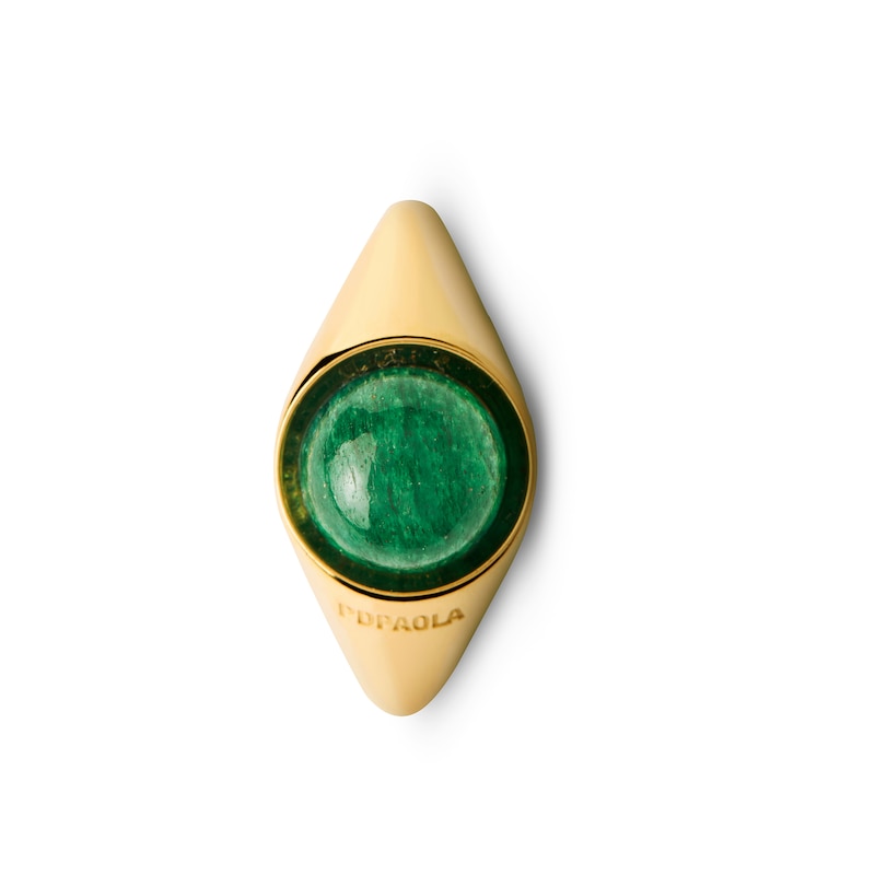 Main Image 5 of PDPAOLA™ at Zales ICONS 8.0mm Green Aventurine Solitaire Ring in Sterling Silver with 18K Gold Plate