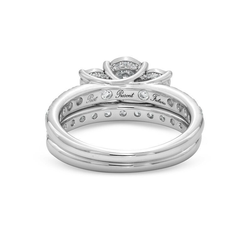 Main Image 5 of 1-1/2 CT. T.W. Diamond Past Present Future® Miracle Bridal Set in 14K White Gold