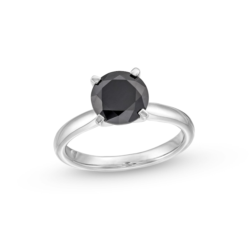 Main Image 1 of 2 CT. Black Diamond Solitaire Ring in 14K White Gold