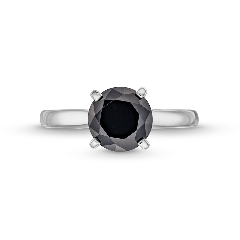 Main Image 4 of 2 CT. Black Diamond Solitaire Ring in 14K White Gold