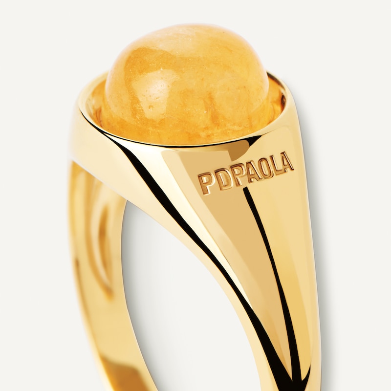 Main Image 6 of PDPAOLA™ at Zales ICONS 8.0mm Aventurine Solitaire Ring in Sterling Silver with 18K Gold Plate