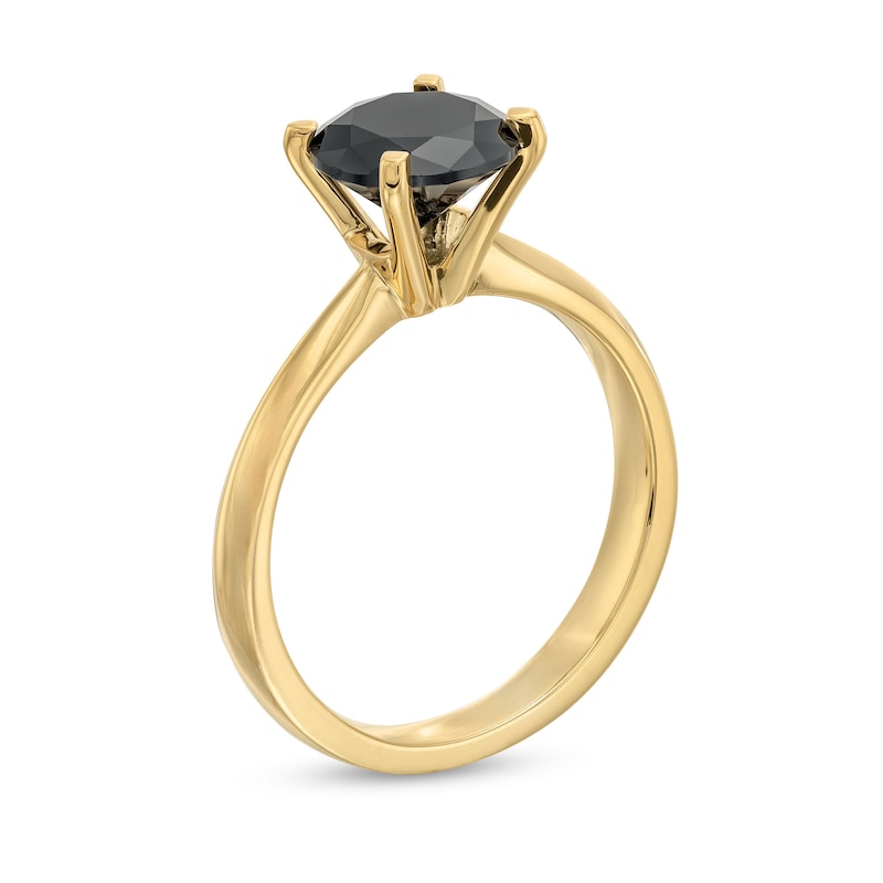 2 CT. Black Diamond Solitaire Ring in 14K Gold