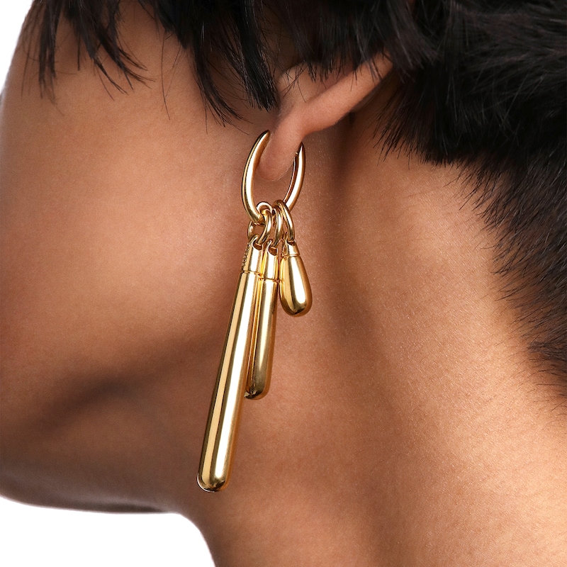 Main Image 3 of PDPAOLA™ at Zales ICONS Large Teardrop Dangle Single Hoop Earring in Sterling Silver with 18K Gold Plate