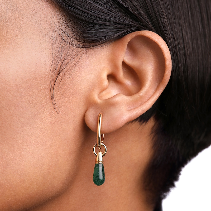 Main Image 2 of PDPAOLA™ at Zales ICONS Aventurine Small Teardrop Dangle Single Hoop Earring in Sterling Silver with 18K Gold Plate