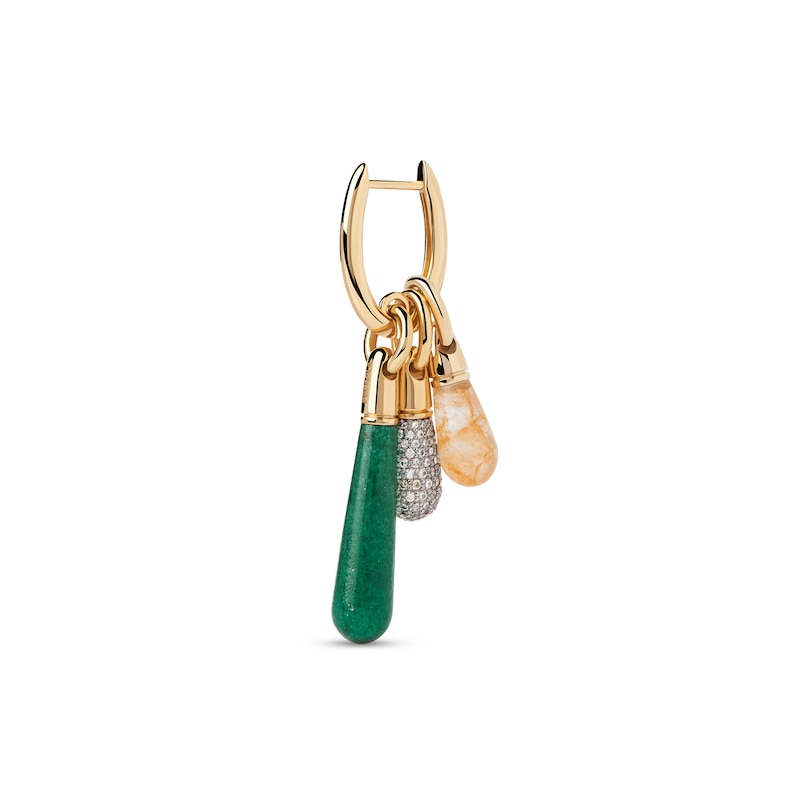 Main Image 4 of PDPAOLA™ at Zales ICONS Aventurine Medium Teardrop Dangle Single Hoop Earring in Sterling Silver with 18K Gold Plate