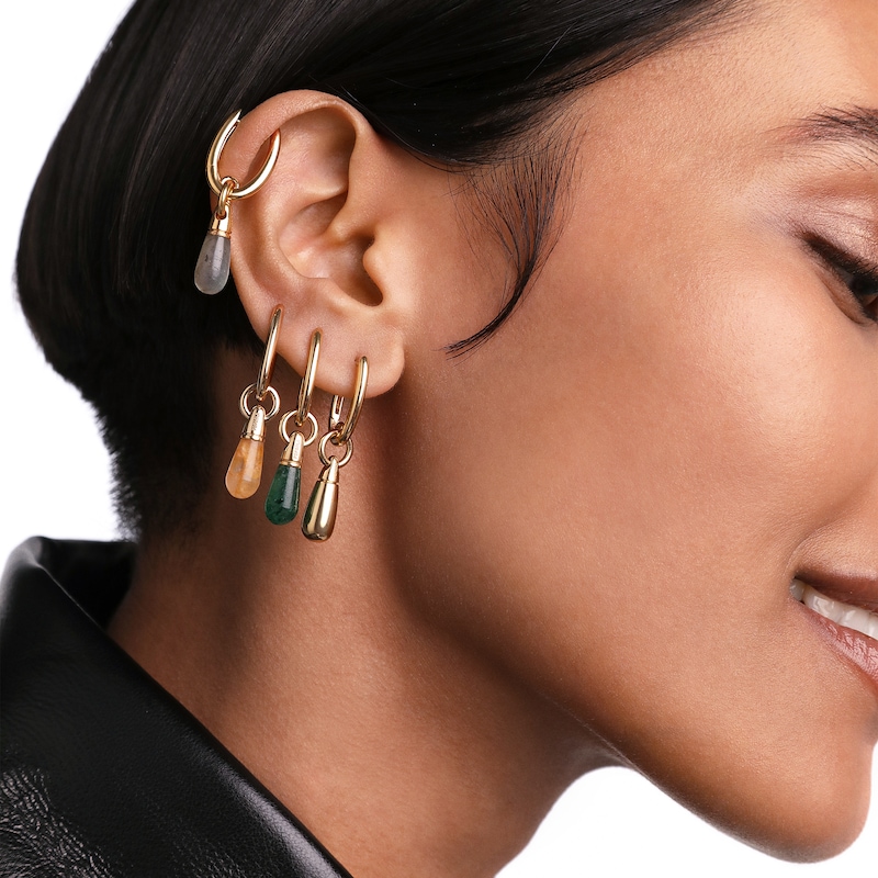 Main Image 3 of PDPAOLA™ at Zales ICONS Aventurine Small Teardrop Dangle Single Hoop Earring in Sterling Silver with 18K Gold Plate