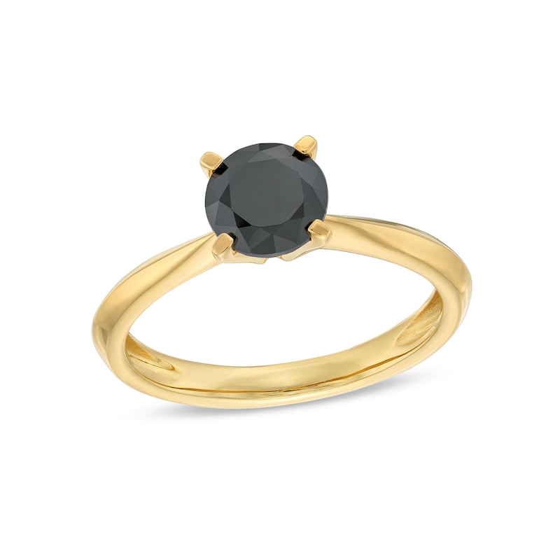 Main Image 1 of 1 CT. Black Diamond Solitaire Ring in 14K Gold