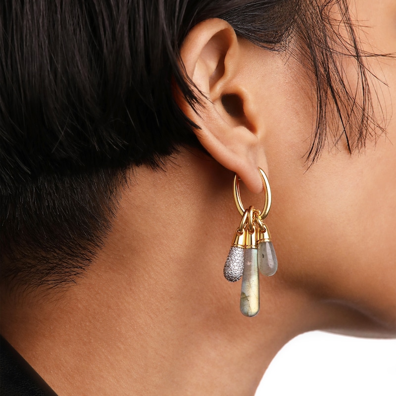 Main Image 4 of PDPAOLA™ at Zales ICONS Labradorite Small Teardrop Dangle Single Hoop Earring in Sterling Silver with 18K Gold Plate