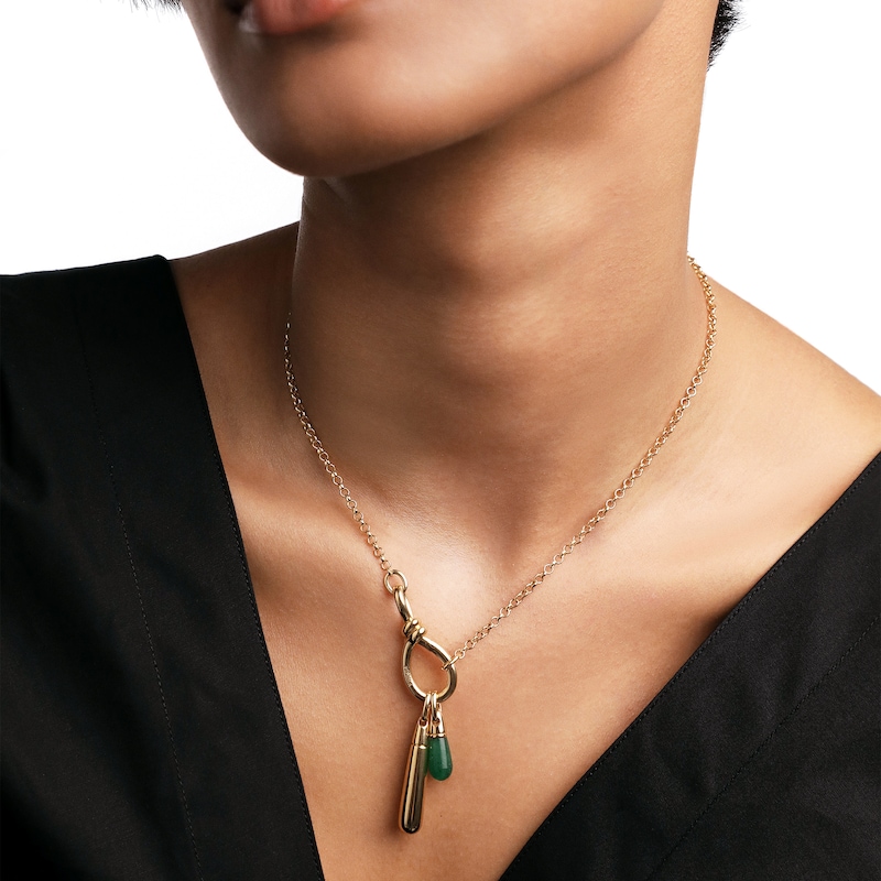 Main Image 2 of PDPAOLA™ at Zales ICONS Aventurine Small Teardrop Hoop Earring and Necklace Charm in Sterling Silver with Gold Plate