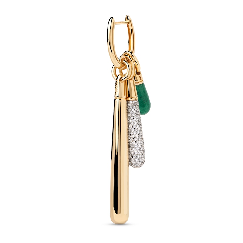 Main Image 3 of PDPAOLA™ at Zales ICONS Aventurine Small Teardrop Hoop Earring and Necklace Charm in Sterling Silver with Gold Plate