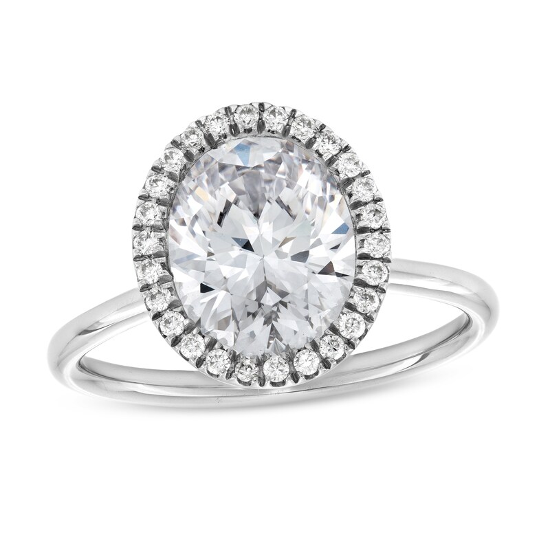 Main Image 1 of 2-5/8 CT. T.W. Oval Certified Lab-Grown Diamond Frame Engagement Ring in 14K White Gold (F/VS2)