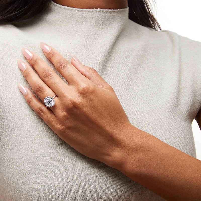 Main Image 2 of 2-5/8 CT. T.W. Oval Certified Lab-Grown Diamond Frame Engagement Ring in 14K White Gold (F/VS2)