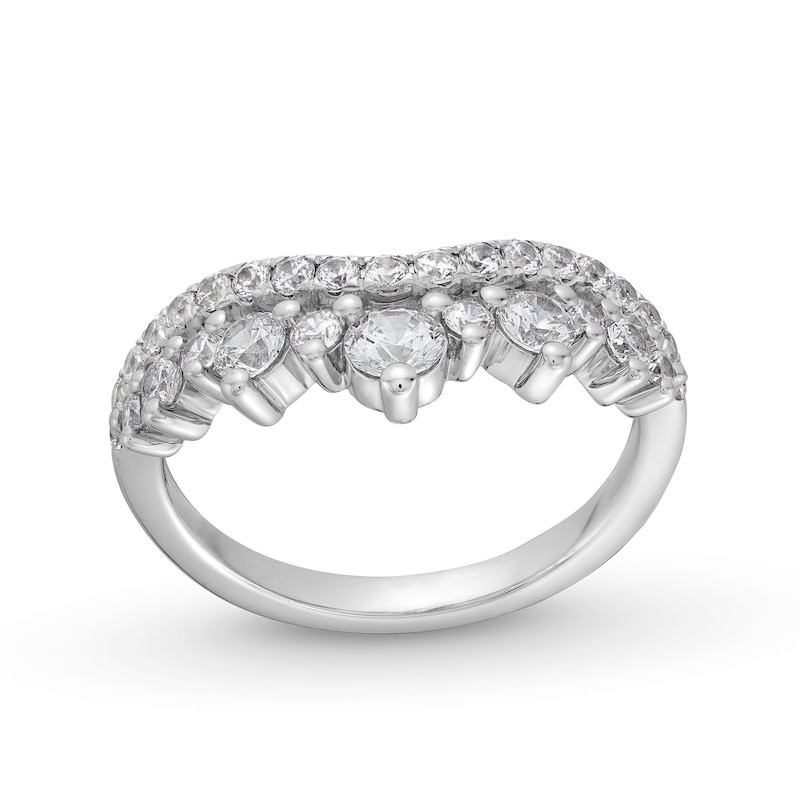 Main Image 1 of 1 CT. T.W. Lab-Grown Diamond Crown Contour Double Row Anniversary Band in 14K White Gold (F/VS2)